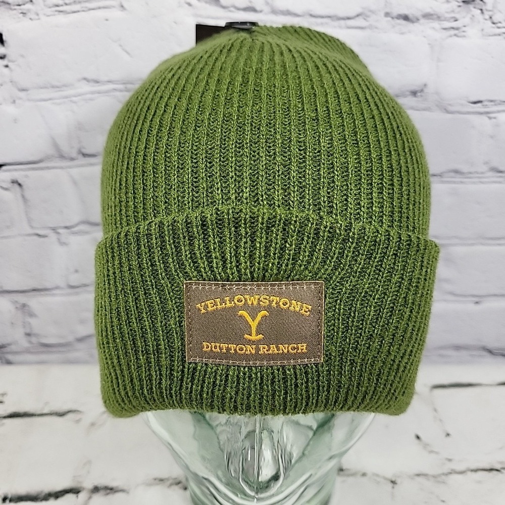 Yellowstone‎ Dutton Ranch BioDome Beanie Unisex OSFA Green Ribbed Winter Ski Cap